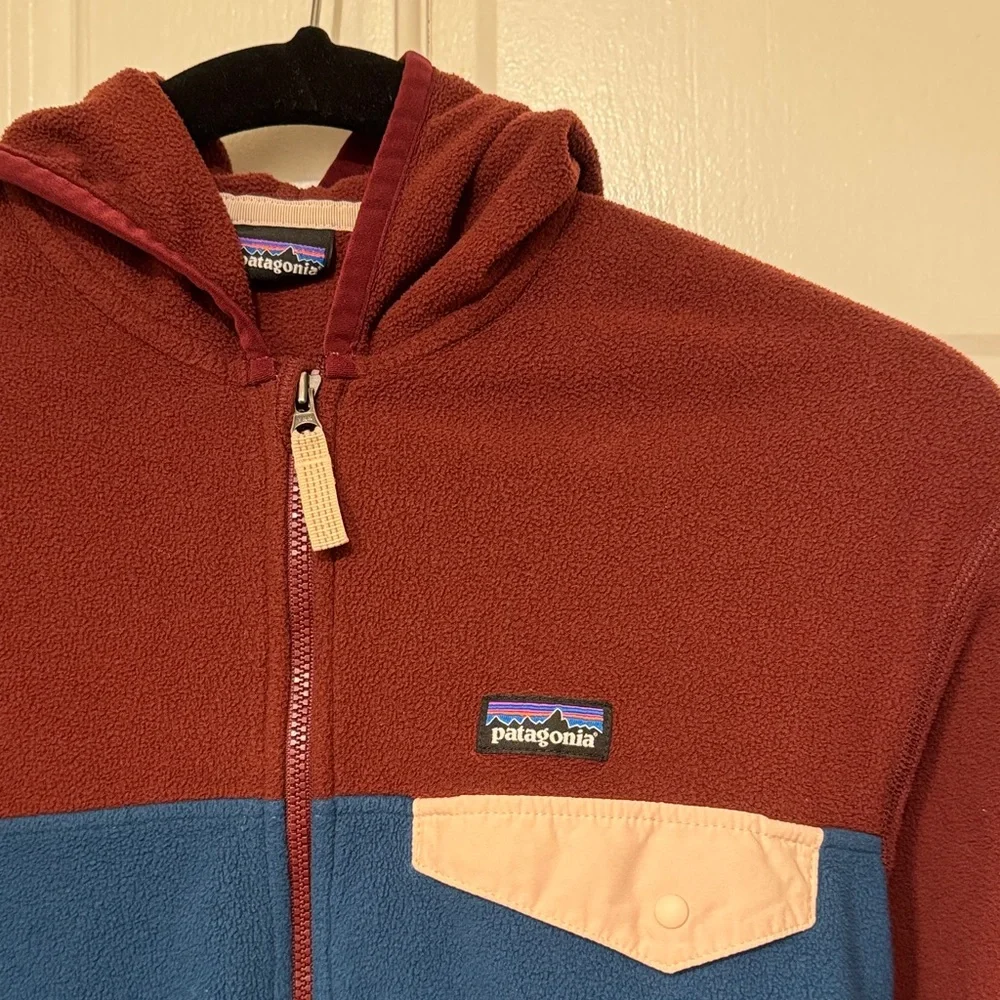 Patagonia Kids’ Micro d Snap-t Fleece Jacket - burgundy & navy - Picture 10 of 11